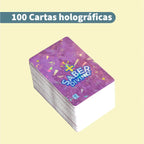 Baraja apilada de cartas holográficas del juego de preguntas religiosas “Saber Divino”.