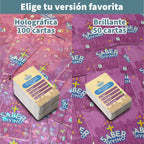 Comparativa visual entre las cartas holográficas y brillantes del juego católico “Saber Divino”.