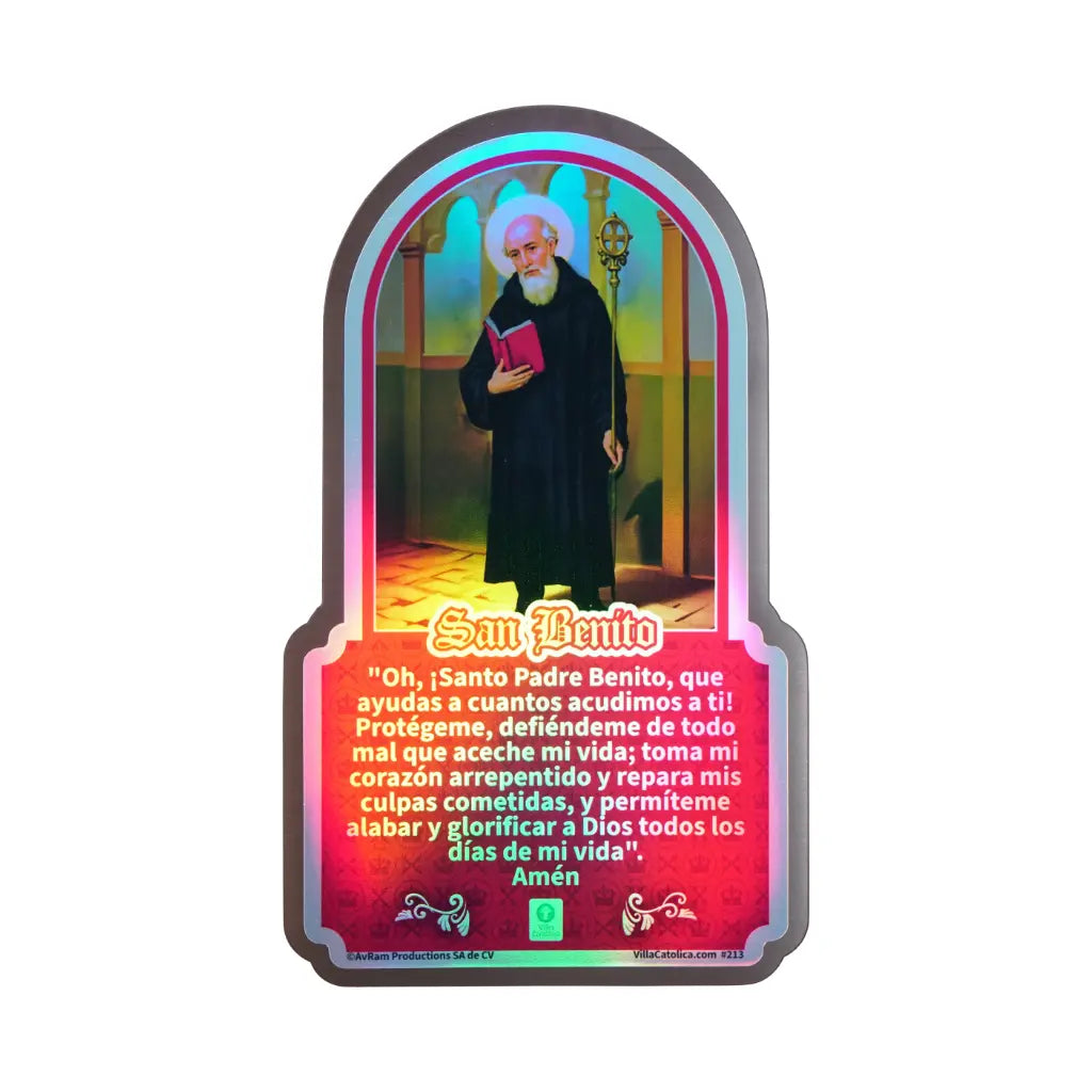 Iman de San Benito con oracion catolica para colocar en refrigerador o superficie metalica