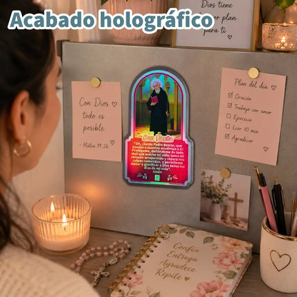 Iman de San Benito con oracion en espacio personal junto a notas rosario y articulos catolicos