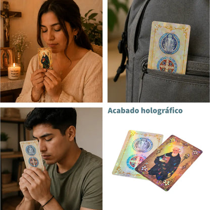 Oraciones holograficas de San Benito para cartera mochila Biblia o momento de oracion