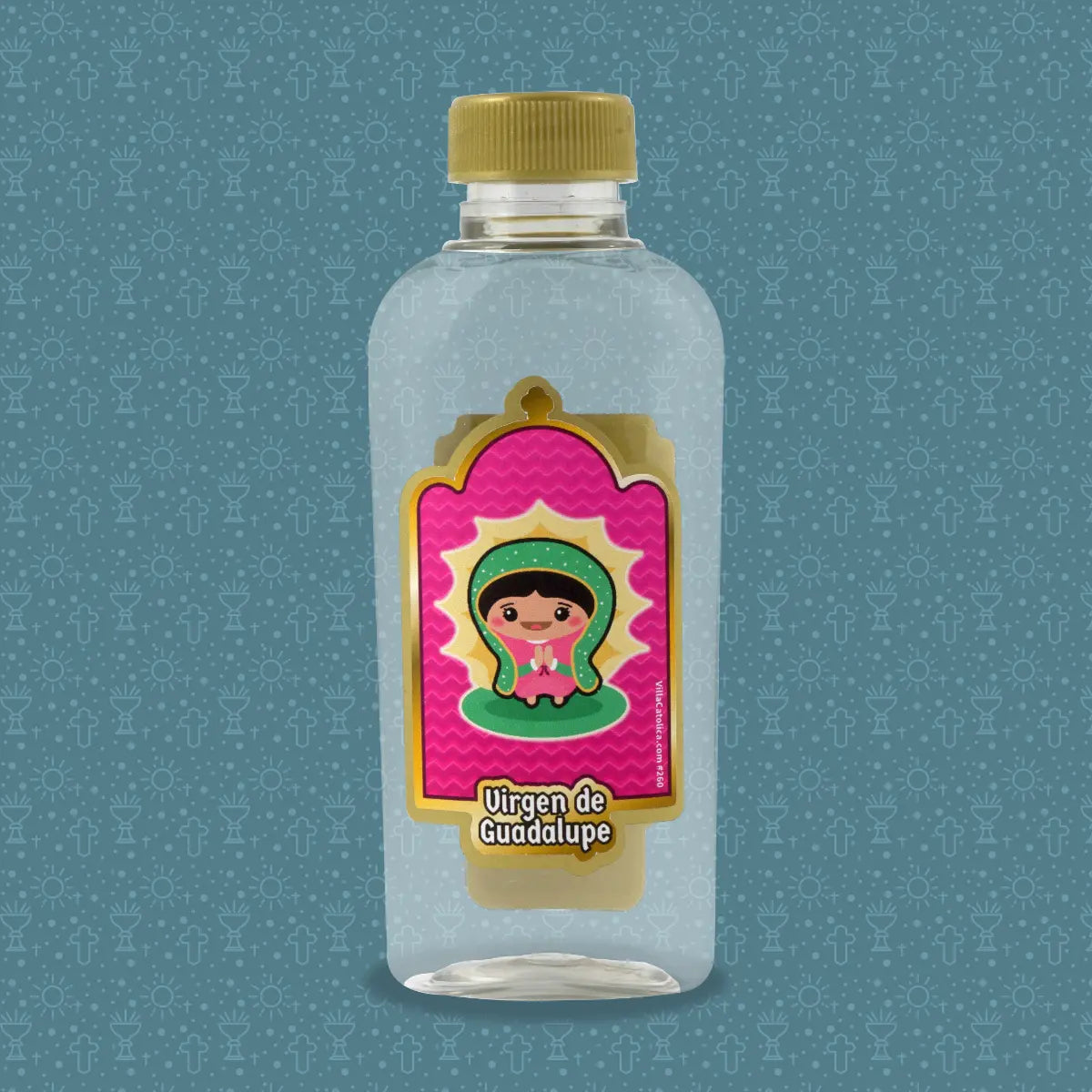 Botella de la Virgen de Guadalupe ilustrada #260